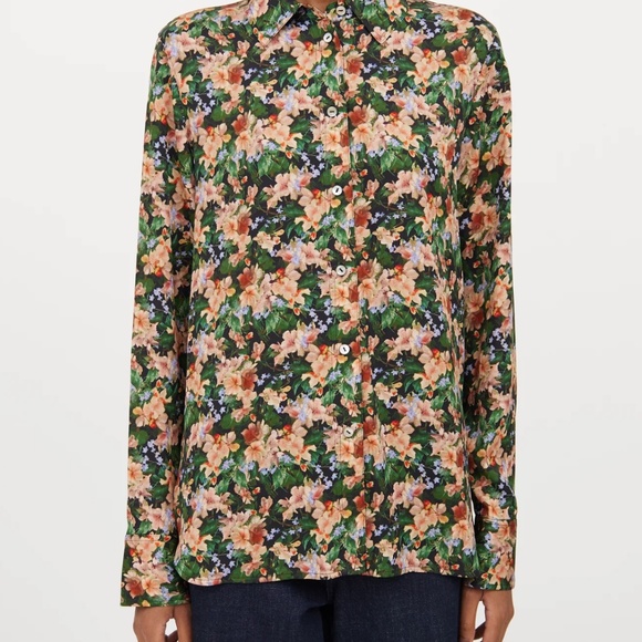 Vince Wild Primrose Silk Slim-Fit Blouse, Floral Print, Black & Multi, XS - Picture 2 of 5